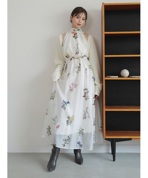 Sustainableフラワーモチーフワンピース×ボレロセット