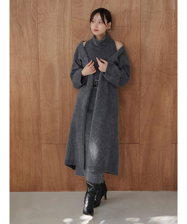 【HIGH QUALITY】メリノウールニットロングコート