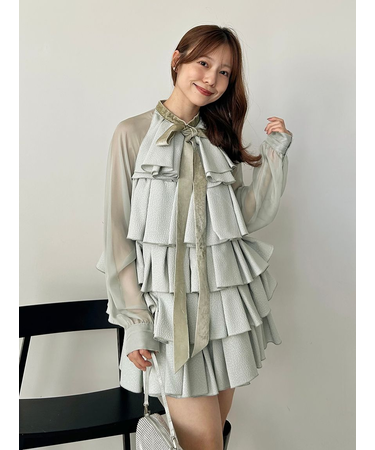 ティアードラッフルミニドレス