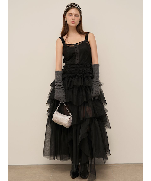 【即日発送】SNIDEL チュールボリュームドレス チュールティアードボリュームドレス｜スナイデルの通販｜&mall