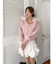 Sustainableファー付きニットパーカー