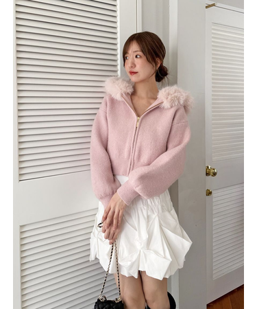 Sustainableファー付きニットパーカー