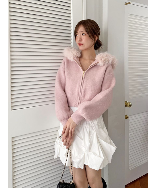 Sustainableファー付きニットパーカー