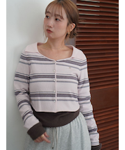 Sustainableレイヤードニットプルオーバー