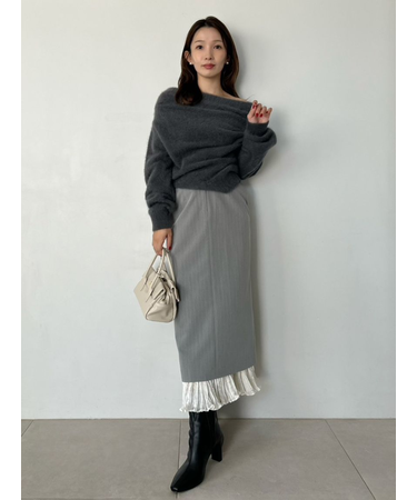 プリーツドッキングナロースカート