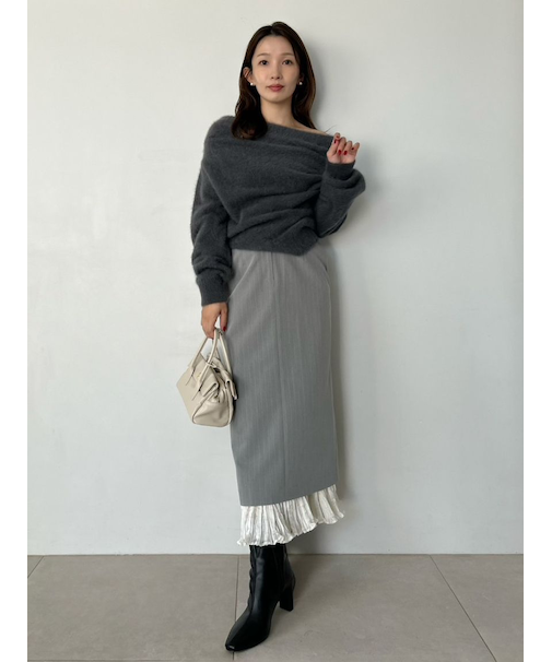 プリーツドッキングナロースカート