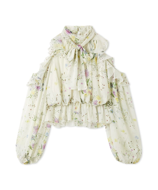 シフォンボリュームブラウス