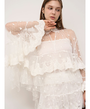 チュールエンブロイダリーレースブラウス