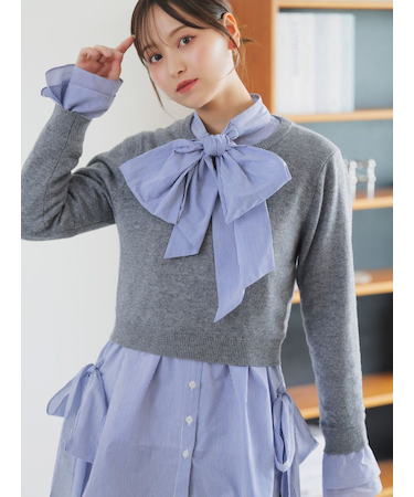 レイヤードボウタイチュニック