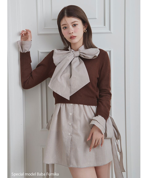 レイヤードボウタイチュニック