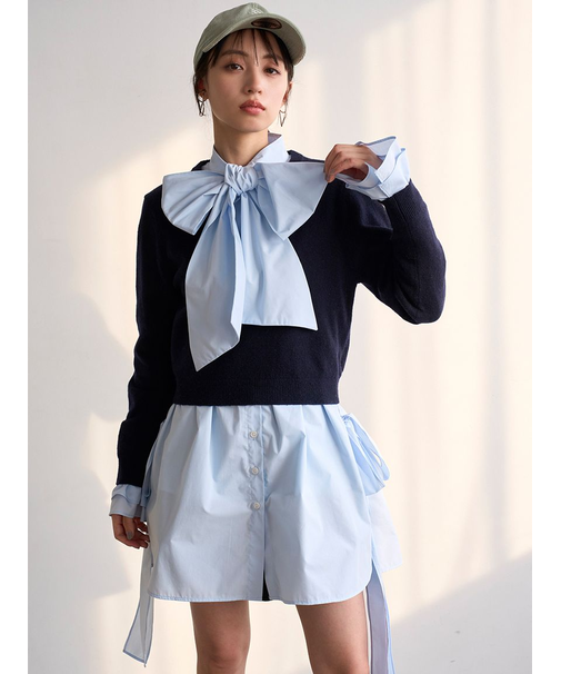 レイヤードボウタイチュニック