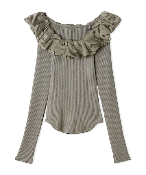 シアーフリルニットプルオーバー