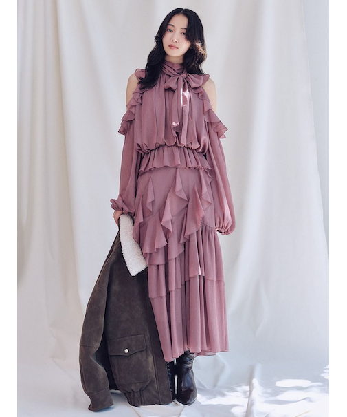 ラッフルフリルティアードスカート