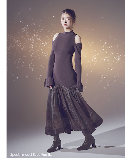 Sustainableコールドショルダーニットワンピース