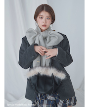 カシミア混ロングリボンマフラー