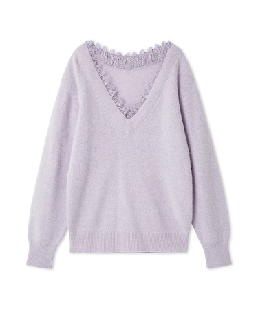 フォックス衿レースプルオーバー