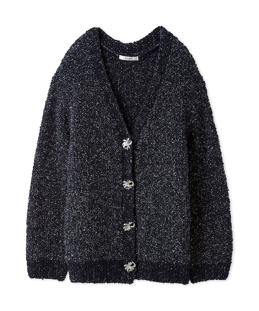 ビジューリボンミドルカーディガン