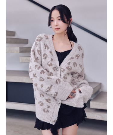 ビジューリボンミドルカーディガン