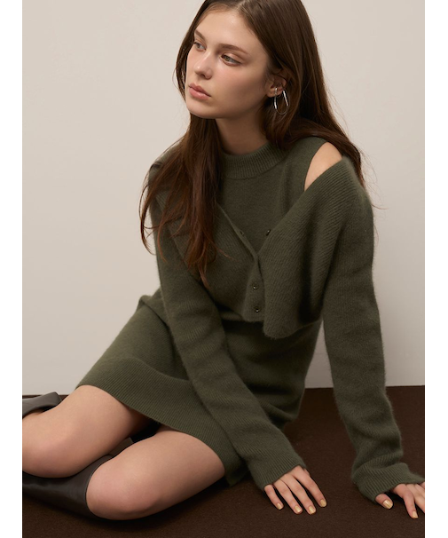 ラクーン畦ショートカーディガン