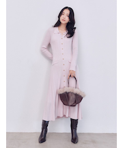 フロントボタンニットワンピース