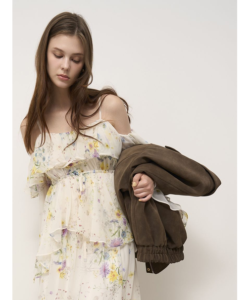 オフショルフリルワンピース