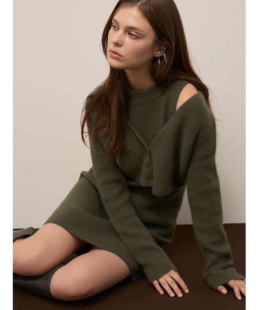 ラクーン畦ノースリミニワンピース