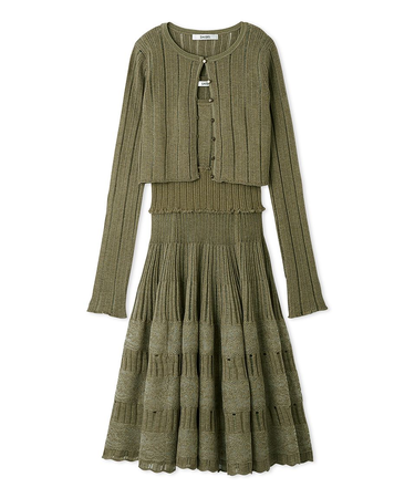 レースクロシェカーデセットワンピース