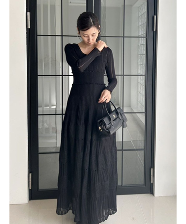 レースクロシェロングドレス