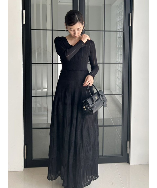 レースクロシェロングドレス