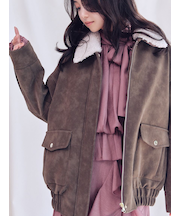 マルチファブリックボアカラーブルゾン