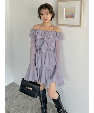 シフォンフリルミニコンビワンピース