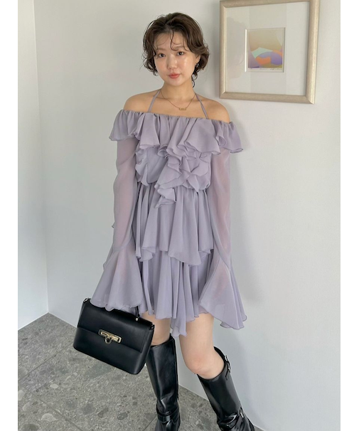 シフォンフリルミニコンビワンピース