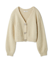 ビジューリボンショートカーディガン