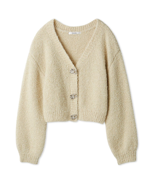 ビジューリボンショートカーディガン
