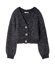 ビジューリボンショートカーディガン