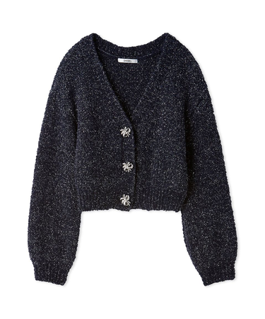 ビジューリボンショートカーディガン