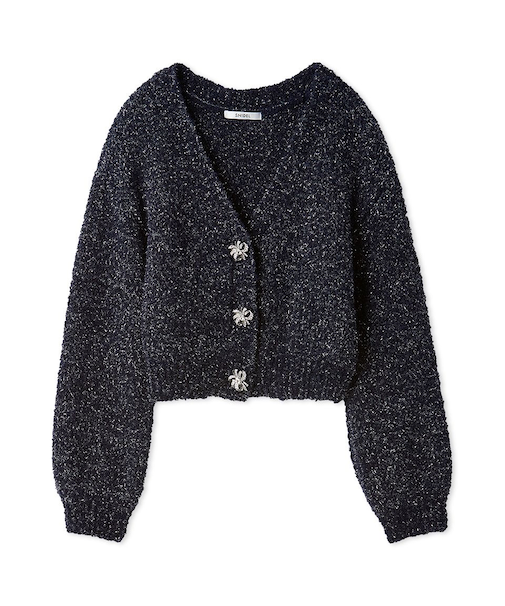 ビジューリボンショートカーディガン