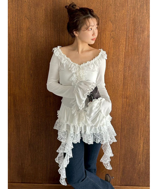 ティアードフリルカットソープルオーバー