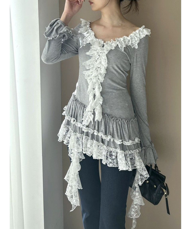 ティアードフリルカットソープルオーバー
