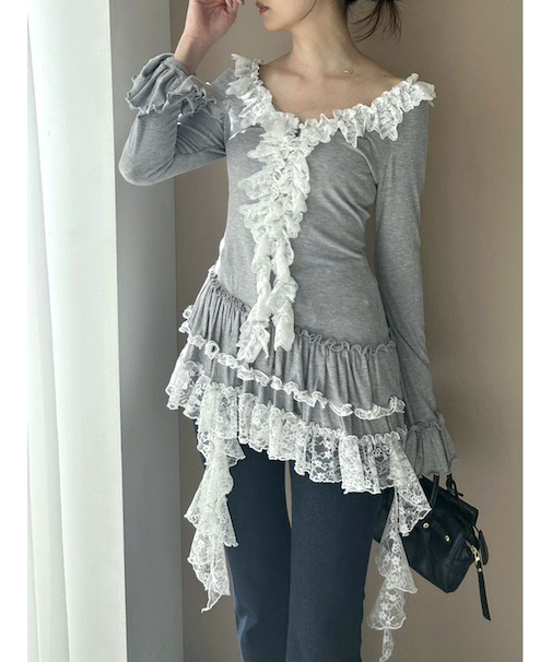 ティアードフリルカットソープルオーバー