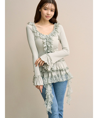 ティアードフリルカットソープルオーバー