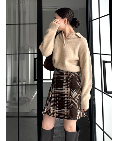 【HIGH QUALITY】フォックスカシミヤニットポロ