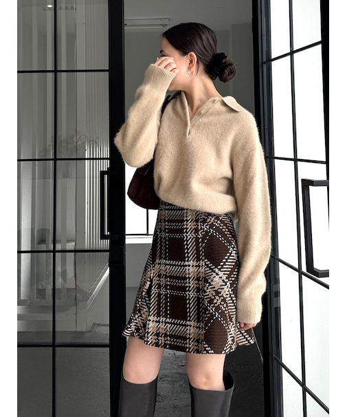 【HIGH QUALITY】フォックスカシミヤニットポロ