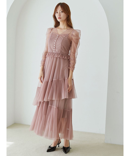 Sustainableティアードチュールドレス｜スナイデルの通販｜&mall
