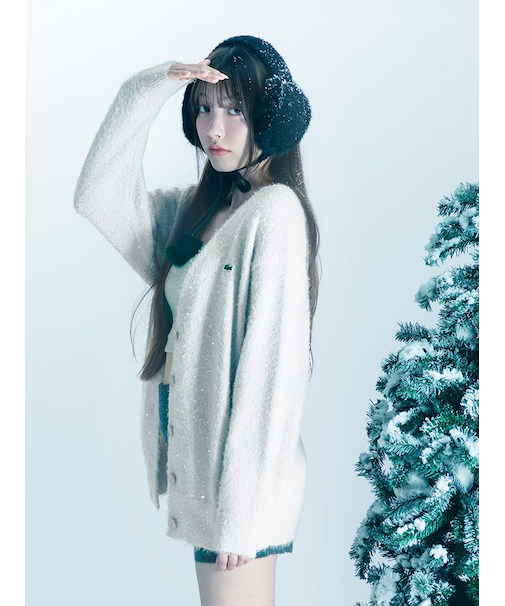 LACOSTE/ラメニットカーディガン