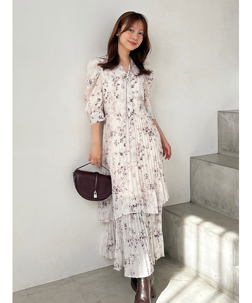 Sustainableプリーツプリントワンピース