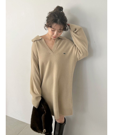 LACOSTE/スキッパーニットワンピース