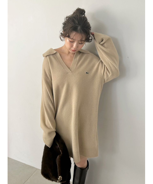 LACOSTE/スキッパーニットワンピース