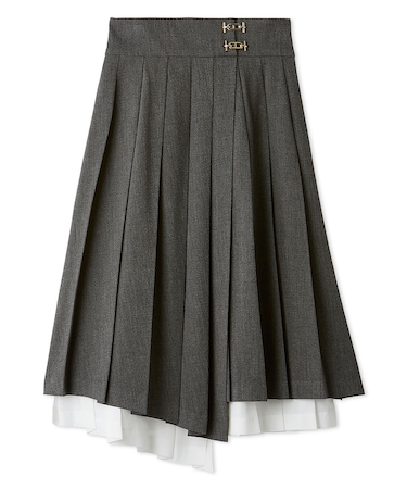 プリーツレイヤードミディスカート