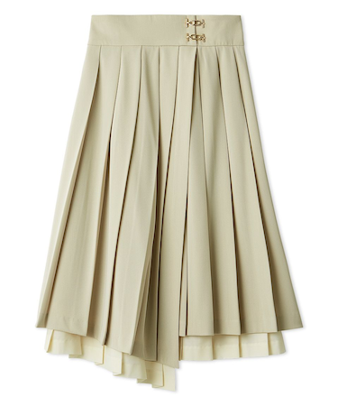 プリーツレイヤードミディスカート